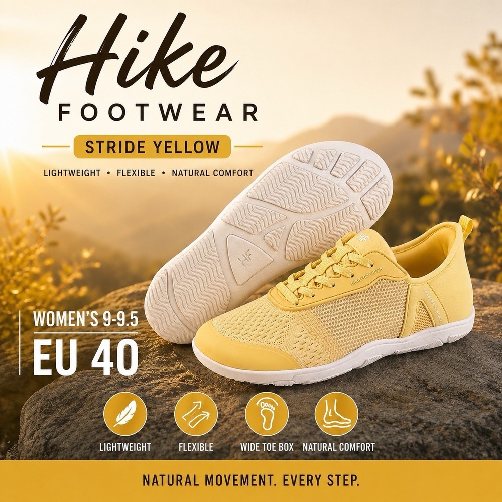 Hike Footwear Stride Womens 9-9.5 EU 40 Yellow Walking Slip-in Shoes New